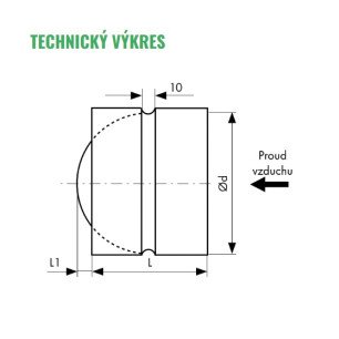 Spätná klapka - Ø355mm - technický výkres