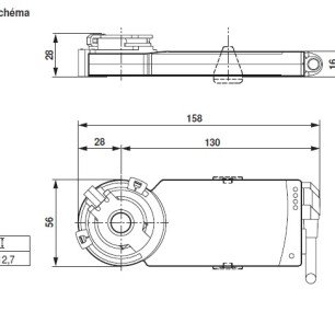 AGUJ-M-160 + CM230 klapka so servopohonom bez vratnej pružiny - CM 230 technický výkres