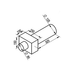 KLO-1x90/P-125-OC koncový box priamy pre tanierový ventil - náčrt
