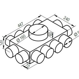 KLQ-12x90/160-OC rozdeľovací box kolmé pripojenie - tab